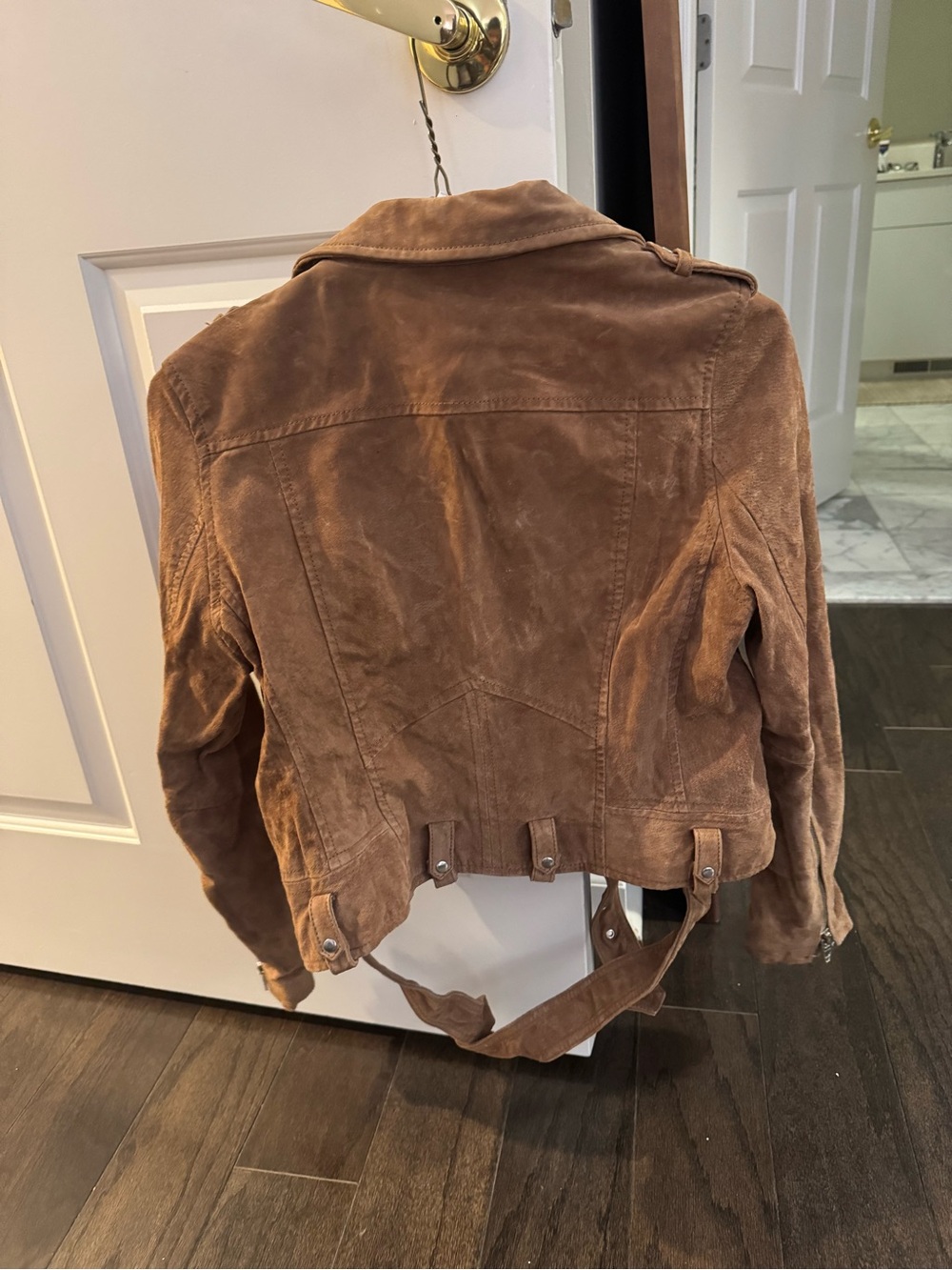 Women's Suede Biker Jacket in Brown